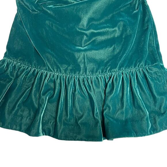 J Crew Velvet Ruffle Hem Holiday Shift Dress | Sz 00 | Emerald Green NWT - Picture 5 of 8